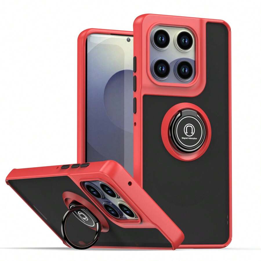 Ốp lưng điện thoại từ tính tương thích với Moto Edge60/50/40/30Pro/G12345678998765421, Ốp lưng bảo vệ sang trọng chống sốc chống vân tay thân thiện với da có lỗ chống bụi, cạnh dày, mạ điện, tương thích với chân đế, phù hợp với Vivo Y123456789987654321, Oppo A/Realme C/Reno123456789987654321, Honor X123456789987654321 - Đỏ - Xem 1