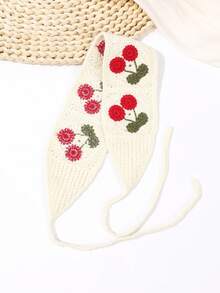 1条手工编织长款花卉发带，樱桃甜美风格，适合日常佩戴和春季外出，可用作发饰、学生用品、大学用品、秋季配饰、秋冬发带、节日装扮、女士优雅围巾、女士头巾、柔软发带。时尚发带 - 8240櫻桃-B - 查看 13