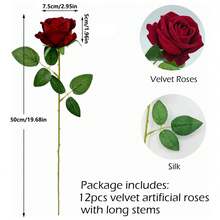 1/5/10/20/30/200 piezas Rosa roja oscura artificial, flores falsas, adecuadas para ramos de boda DIY, decoración de mesa, despedida de soltera, decoración del Día de San Valentín, baby shower, decoración del hogar - Rojo - Ver 2