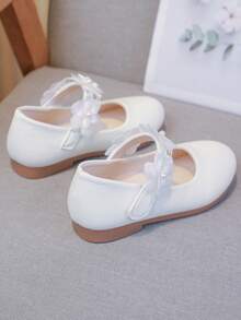 Girls' Lace & Faux Pearl Decor Fashion Casual Flats - White - View 3
