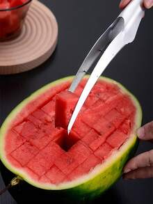 不锈钢西瓜切片机 - 易于抓握，高效水果切割器，切片均匀，非常适合新鲜西瓜的准备，厨房小工具，符合人体工程学设计，坚固耐用 - 彩色 - 查看 4