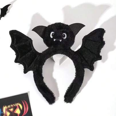 1pc New Halloween Party Holiday Photo Prop Funny Performance Black Bat Wing Cute Headband Hair Accessory