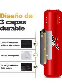 Saco de boxeo profesional Saco de boxeo con guantes de boxeo Colores Negro y Rojo - Rojo - Ver 2