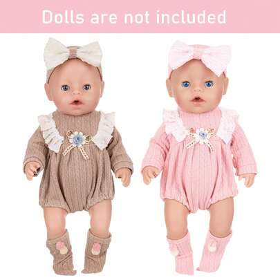 Conjunto de ropa para muñeca Reborn de 16-18 pulgadas, incluye mono de punto, diadema, calentadores de piernas, sombrero de 43 cm, top y pantalones de 2 piezas, accesorios (muñeca no incluida)