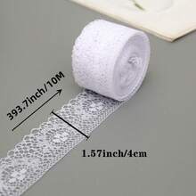 1Roll/10Meters 1.57inch/4cm White Lace Trim Fabric Ribbon Craft DIY Lace Sewing Handmade Embroidery Home Accessories - White - View 3