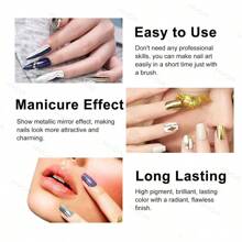 镜面指甲油、速干金属指甲油、冰透明荧光指甲油、亮丽多彩指甲油、炫彩反光指甲油、风干型、快速亮泽、温和气质、美甲DIY家用，23种颜色可选 - 彩色 - 查看 8