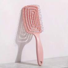 Hollow Core Detangling Brush - Wet And Dry, Ergonomic Handle, Durable Plastic Bristles For All Hair Types, No Power Required, Pink And White, Detangling Brush, Wet And Dry Brush, Stylish Grip, Durable Plastic Brush