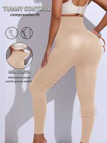 Women's Slimming Pants, High Waist Compression Leggings, Seamless Yoga Pants, Tummy Control Shapewear, Butt Lifting Workout Tights, Fitness Gym Skinny Trousers - Apricot - View 6