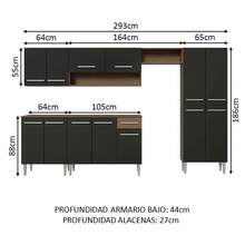 Madesa Emilly Complete Modular Kitchen 293cm Brown/Black 01 - Brown and Black - View 4