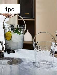 1-5 件透明 PVC 冰桶，带手柄防漏设计 - 可折叠防水设计，便携方便，适用于香槟和红酒瓶储存，食品安全塑料，非常适合派对露营和户外活动、酒吧配件和活动、活动必需品透明设计防漏材料，防水袋