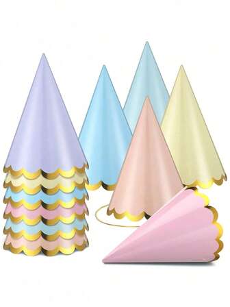 10pcs/5pcs Pastel Party Hat, Birthday Party Cone Hat, Cute Cake Cone Birthday Paper Hat, Cute Crown, Adult Birthday Party Hat Combination, Bridal Wedding Center Bachelorette Party Party Decorative Hat, Colorful Hat