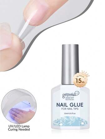 15ML Nail Glue Gel For Nail Tips , Curing Needed UV Extension Glue For False Nail Tips And Press On Nails
