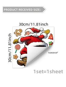 1 pieza Pegatinas decorativas de Papá Noel, árbol de Navidad, bolas de colores, muñeco de nieve, adecuadas para decorar la habitación, el hogar, la pared, el baño, el dormitorio, la sala de estar y la cocina, decoración del hogar, decoración de la habitación, decoración de invierno