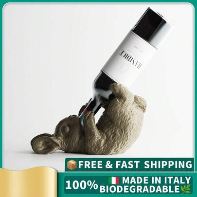 ORIZZONTE Suporte decorativo para garrafas em forma de coelho em estilo divertido – Suporte para vinho, design irônico para cozinha, mesa, bar ou presente original para amantes de vinho, 27 * 11,9 * 16,3 cm, 100% feito na Itália, envio da Itália