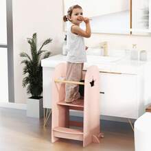 Multi-Purpose Kids Kitchen Tower Children Standing Tower Kids Stool Helper - 粉色 - 查看 3