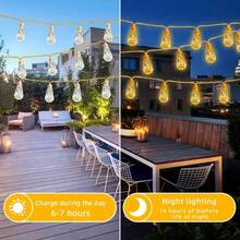 太阳能庭院灯串 16 灯泡 8 种模式 LED 仙女灯户外防水灯适用于花园篱笆阳台假日露营帐篷节日装饰 - 彩色 - 查看 4