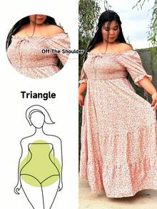 Truni 大码女式波西米亚风复古方领浪漫碎花多层连衣裙，适合节日穿着