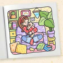 [Best Seller]Soothing Healing Coloring Book, Relax Your Mind - Relieve Stress - Release Emotions, Immerse Yourself In The Comfort Of Coloring, Single-Sided Thick Pages, Suitable For Stationery, School Supplies, Great Gift For Girls, Valentine's Day, New Year - GIRL THINGS - View 6