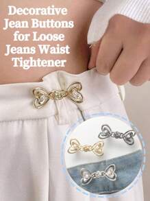 1 Pair/2 Pairs Of High-End Pearl Heart-Shaped Brooch Waist Adjuster For Jeans Skirts, Premium Quality With Adjustable Waistband Buckle