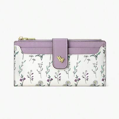 Suphiar Floral Pattern Zip-Up Long Wallet Foldable For Women Wallet Purse Wallet