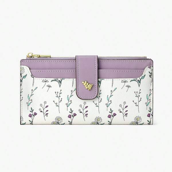 Suphiar Floral Pattern Zip-Up Long Wallet Foldable For Women Wallet Purse Wallet Money Wallet