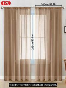 1 pièce Panneau de rideau voile léger de couleur unie, rideau transparent minimaliste moderne en polyester pour la décoration de la chambre, du salon et du balcon - Brun mandarine - Voir 27