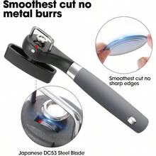 Manual Can Opener With Safe Side Cut And Smooth Edge Durable Sharp Blade EffortSaving Knob And Comfortable NonSlip Handle Green - Gray - View 3