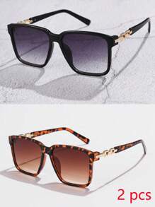 1 buc ochelari de soare pentru femei, cu aspect pătrat și gradient, stil retro, minimalist, versatili pentru exterior, vacanță, călătorii, pentru vacanță de vară la plajă, exterior, ochelari de soare de călătorie, cu lanț, stil elegant, ramă pătrată supradimensionată
