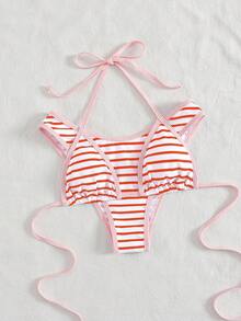 PEPPERMOLLY Women's Sexy & Fashionable Black & White Two Pieces Swimsuit, Summer Beach Bikini Set - Red - View 3