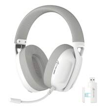 Wireless Gaming Headset Ultralight Over Ear With 2.4Ghz USB C&A Dongle/Bluetooth 5.3/3.5mm Wired Detachable Mic Stereo Sound 600mAh Battery For PC Switch Win Gamer