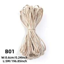 5M/Packung Natürliches Vintage Jute Sackleinen Band Basteln DIY Bögen Hochzeiten Geschenk Verpackung ideal für Sträuße, Jute Stoff Geburtstagsfest Kuchen Heim Dekoration in 6 Größen erhältlich (10mm-38mm)