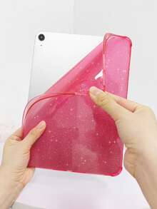 1pc Transparent Shiny Soft TPU Tablet Case, Minimalist/Fresh/Fun/Casual/Niche/Personalized/Creative, Fashionable Glossy Luxury Compatible With IPad Mini6/Mini7/Air/Air2/9.7/10.2/10.5/Air4/Air5/10.9/Pro 11-Inch/10th/Air 11-Inch (M2)-2024/Pro11-Inch (M4)-2024/Air 11-Inch (M3) 2025/IPad (A16) 11 Inch 11th Generation 2025, Does Not Include Stylus - Hot Pink - View 8