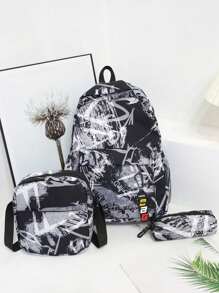 Three Pieces Backpack For Boys And Girls With Lunch Box And Pencil Case, Dustproof Ultra-Light Large Capacity Backpack For Teenagers, Backpack Set, Travel Backpack For Couples, Junior High School Campus