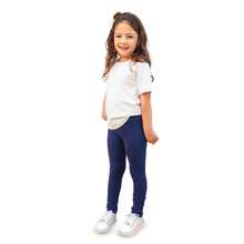 Kit 3 Leg Azul Marinho Escolar Cotton Premium 2 a 12 Anos Infantil Menina - Azul Marinho - Visão 3