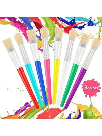 4/8Pcs Paint Brushes, Toddler Paint Brushes Bulk Set For Craft, Preschool Washable Paint Brushes For Acrylic Paint Watercolor Paint, Easy To Hold And Clean,For School Supplies,Back To School