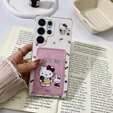 Sanrio Cute KT Cat Phone Case Compatible With Apple 11/12/13/14/15/16 Pro Max Plus, Card Holder Phone Case Compatible With Galaxy S25, Galaxy S24 ULTRA, Galaxy S24 FE, Galaxy S25 ULTRA, Galaxy A36, Galaxy A56, Galaxy S23 Ultra, Spark GO 2024, POP8, Spark 20C, Spark 20, POVA6, POVA6 PRO 5G, POP9 4G, Spark GO1, Spark GO 2025, Shockproof, Holds Student Card, Credit Card, ID Card