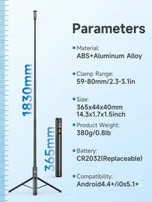 TOKQI 超长 183 厘米/72 英寸三脚架自拍杆稳定可伸缩铝合金三脚架带无线遥控器适用于全身摄影大型拍摄视频兼容各种设备型号