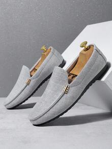1 Pair Men's Soft Slip-On Casual Loafers, New Breathable Soft Bottom Old Beijing Cloth Shoes - Grey - View 3