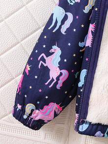 幼儿独角兽印花保暖连帽夹克