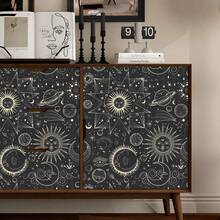 1 Rolle Bohemian Sonne und Mond Gesichter Himmlisch selbstklebende Tapete, Abziehbar und Klebend, wasserfeste Tapete, abnehmbare Kontaktfolie, einfach zu installieren, geeignet für Heimdekoration, Schlafzimmer, Wohnzimmer, Küche, Möbel- und Schrankoberflächenrenovierung Aufkleber, Schulanfang Saison und Herbstfeiertag Geschenk, 44 x 300/500 cm - Verschiedenfarbig - Übersicht 10