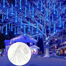 Battery Powered Meteor Shower LED String Lights, Fairy Christmas Wreath Lights, Christmas Tree Decorations, For Holiday, Halloween, Party, Home Eaves Window Icicle Lights