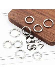 10pcs Gold Color Stainless Steel Ear Hoop Earrings Women Earrings Men Punk Hiphop Gift Fashion Jewelry Piercing Accessories