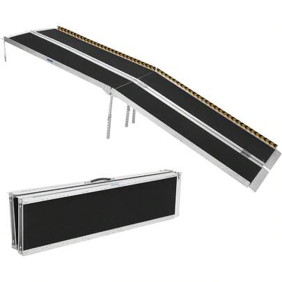 Dragonpad 2/3/4/5/6/7/8/9/10 FT Portable Wheelchair Ramp, Wheel Chair Ramps For Homes WithTran-SitionPlate, Aluminum Wheelchair Ramp With Non-Skid Surface And Reflective Strips