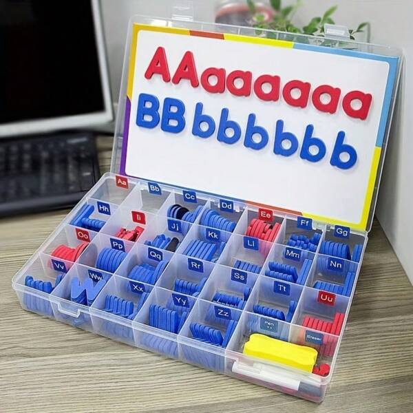 Juego completo de letras del alfabeto inglés magnéticas para deletrear, incluye 26 letras mayúsculas y 3 juegos de 26 letras minúsculas, suministros educativos > ayudas didácticas > herramientas de instrucción, para útiles escolares, de vuelta a la escuela