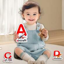 蒙特梭利英语常用数字字母图片记忆卡儿童字母表意识，ABC 单词和数字蒙特梭利幼儿早期学习教育工具，独特的卡片形状吸引孩子的注意力，适合小手，圆角设计不伤手，课堂和家庭活动生日返校礼物，入学必需品