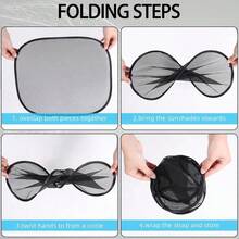 4PCS Car Window Shades With 8 Suction Cups - Summer Essential Sun Blockers For Side Windows, Universal Fit For All Cars, UV Protection & Heat Reduction - Black - View 9