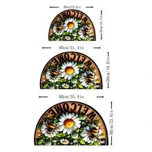 1pc Vintage Semi-Circle Design Crystal Velvet Colorful Stone Print Non-Slip Doormat For Bedroom Entrance Home Decor