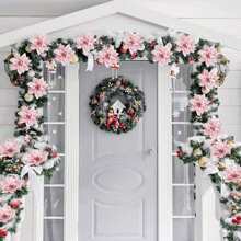 5/20/10pcs Christmas Tree Ornaments, Pink Artificial Flowers, Suitable For Christmas Tree Decorations, Holiday Party Decorations, Home Celebrations, Back To School Valentine's Day, Christmas Decorations, Home Decorations, Table Decorations, Bedroom Decorations, Hair Decorations, Photography Tools