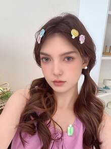 10pcs/Set Women's Colorful Ice Cream Hair Clips, Sweet & Cute Style, Hair Accessories, Summer Holiday Decor, Hair Clips, Suitable For Casual Daily Wear And Outings. Autumn Accessory Set, Hair Accessories, Women's Accessories, Back To School Headwear, School Supplies, Halloween Hair Decor., Hairpin - Multicolor - View 3