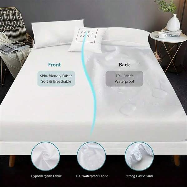 1pc Waterproof Mattress Protector Cover, Washable Bedding Protector Suitable For Men, Women, Seniors